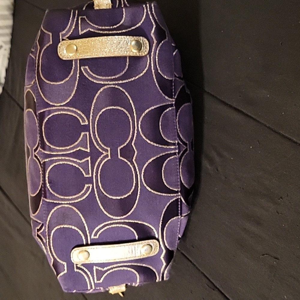 Coach Poppy Purple and Gold Metalic Satchel Purse - Picture 7 of 17